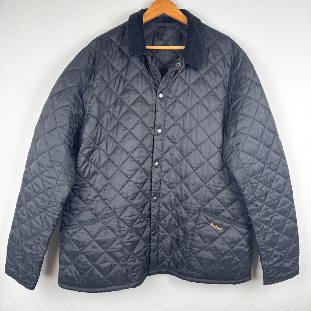 Barbour Quilted Jacket Mens XXL Black Excellent Outdoor Classic Liddesdale